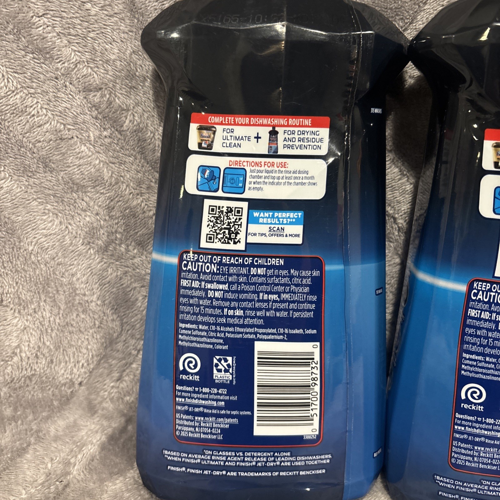 Lot Of 3- Finish Jet-Dry Ultra Rinse Aid 32fl oz Dishwasher Detergent