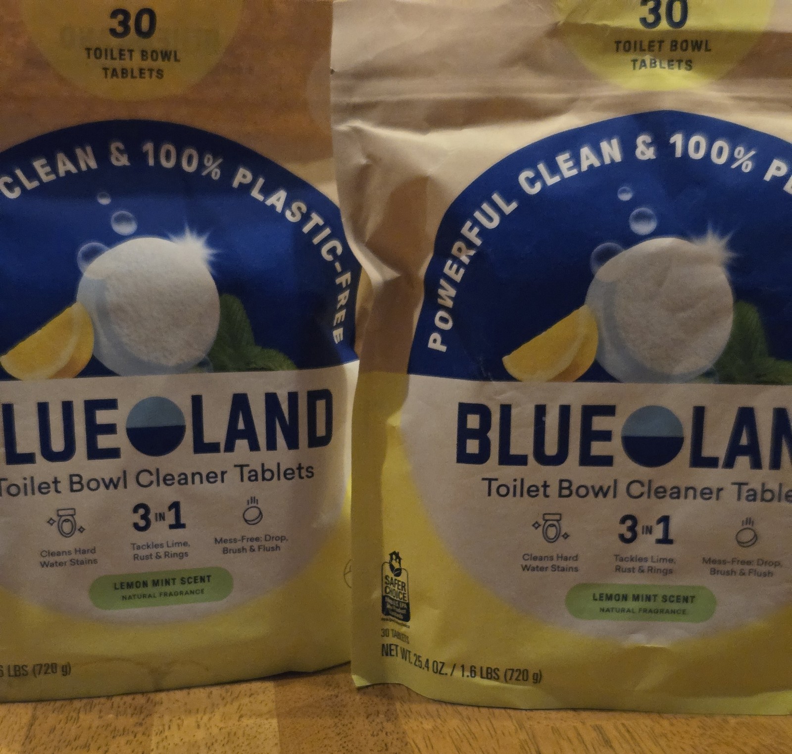 1 Set – Blueland toilet bowl cleaner tablets lemon mint scent. 2 x 30 Tablets