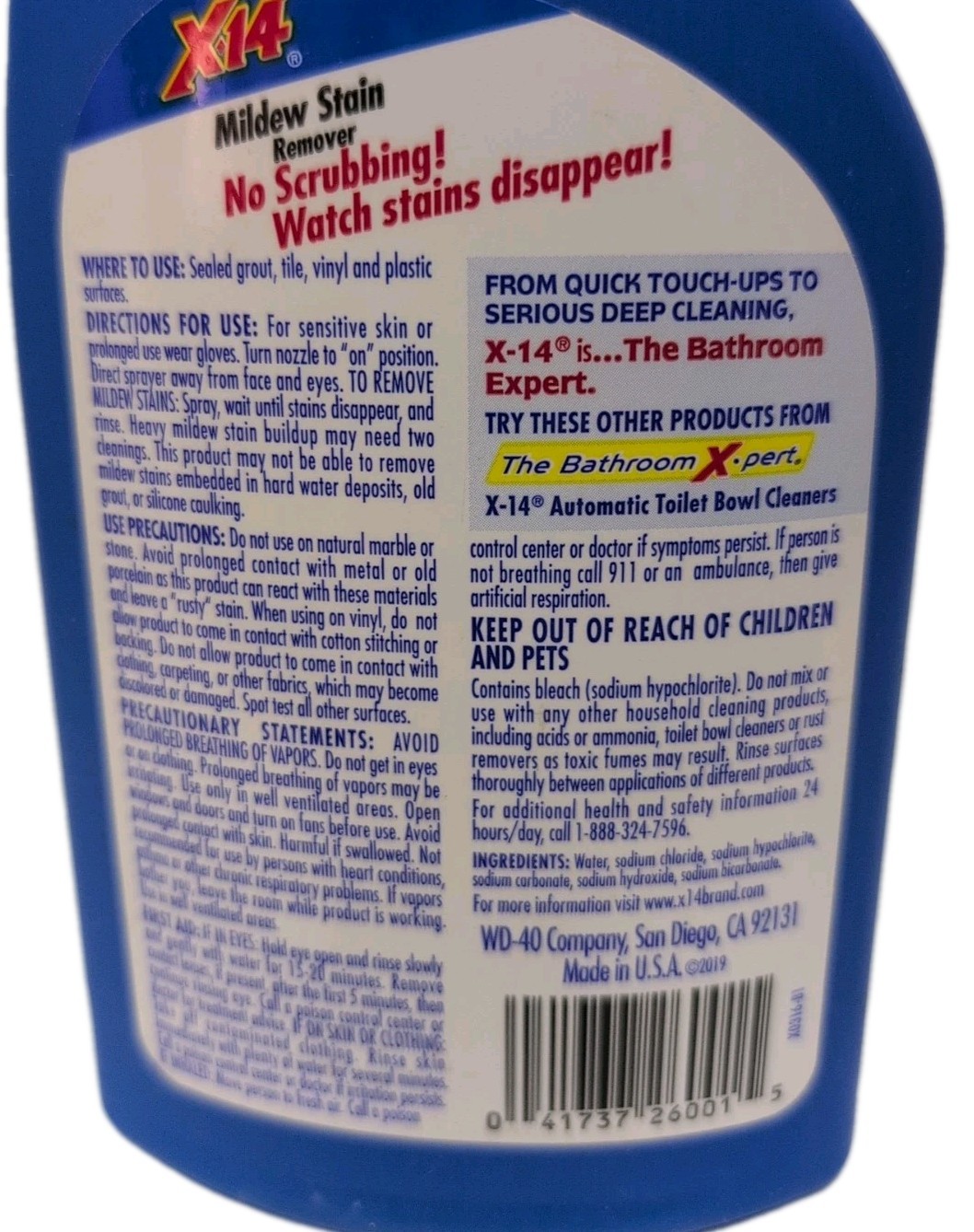X-14 Mildew Stain Remover 260749 Bathroom Expert Deep Clean NEW 16 oz