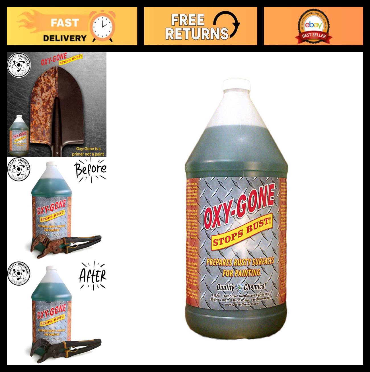 Rust Remover & Metal Treatment – Oxy-Gone, 1 Gallon (128 oz) for Surface Prep &