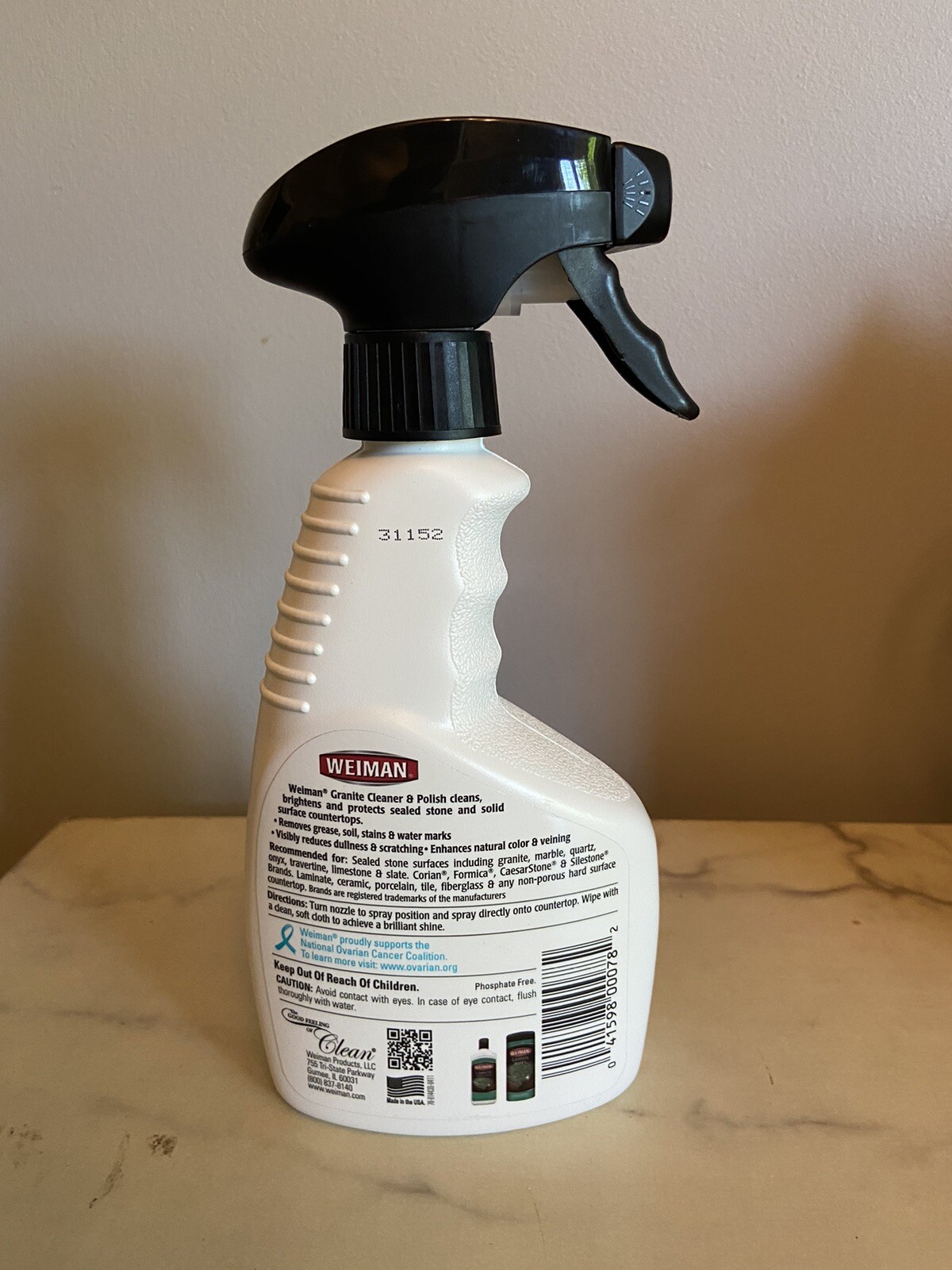 WEIMAN Granite Marble Quartz Cleaner & Polish 12 oz Spray Original Formula
