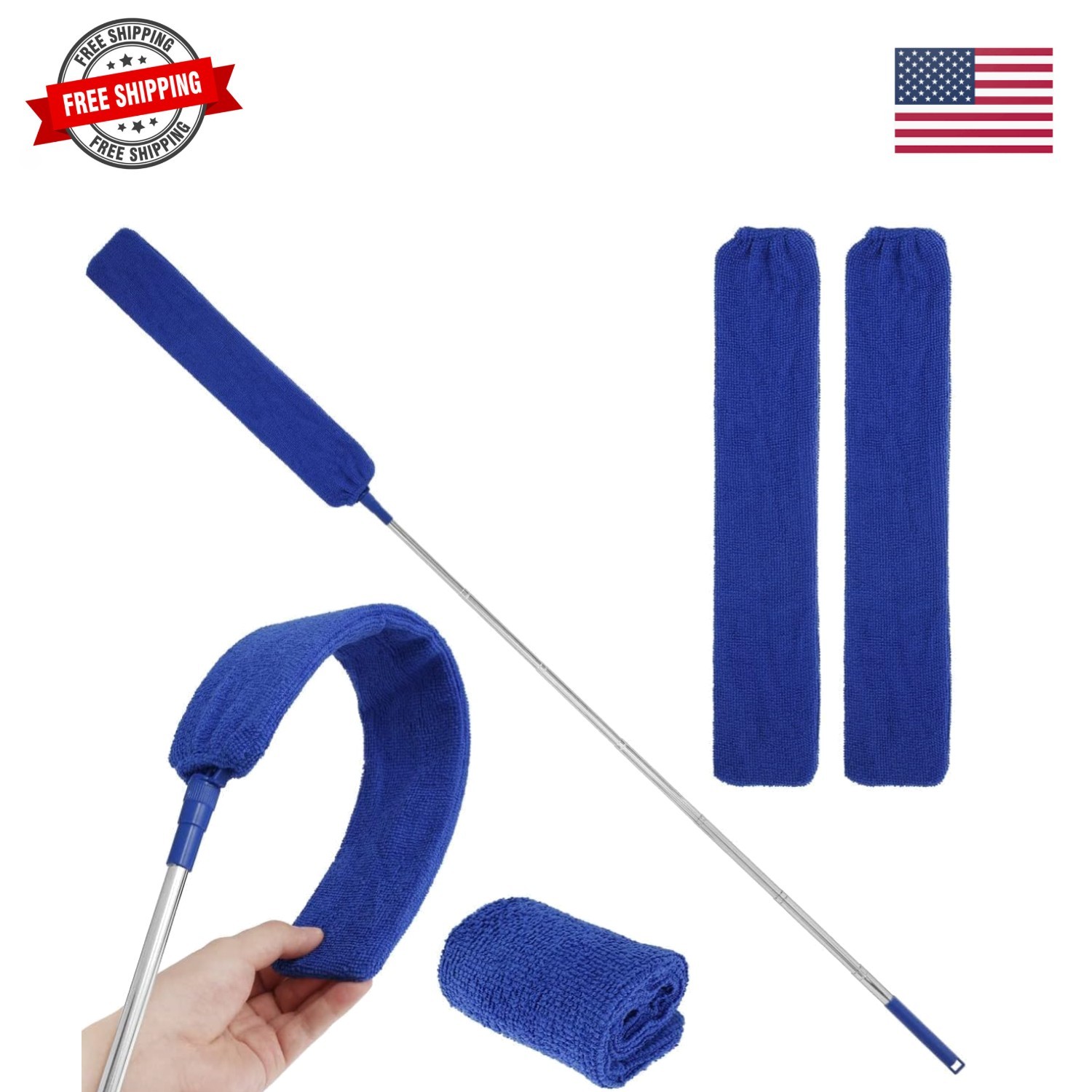 Retractable Gap Dust Cleaner Brush with Long Handle 30 to 100 inches, Cleanin…