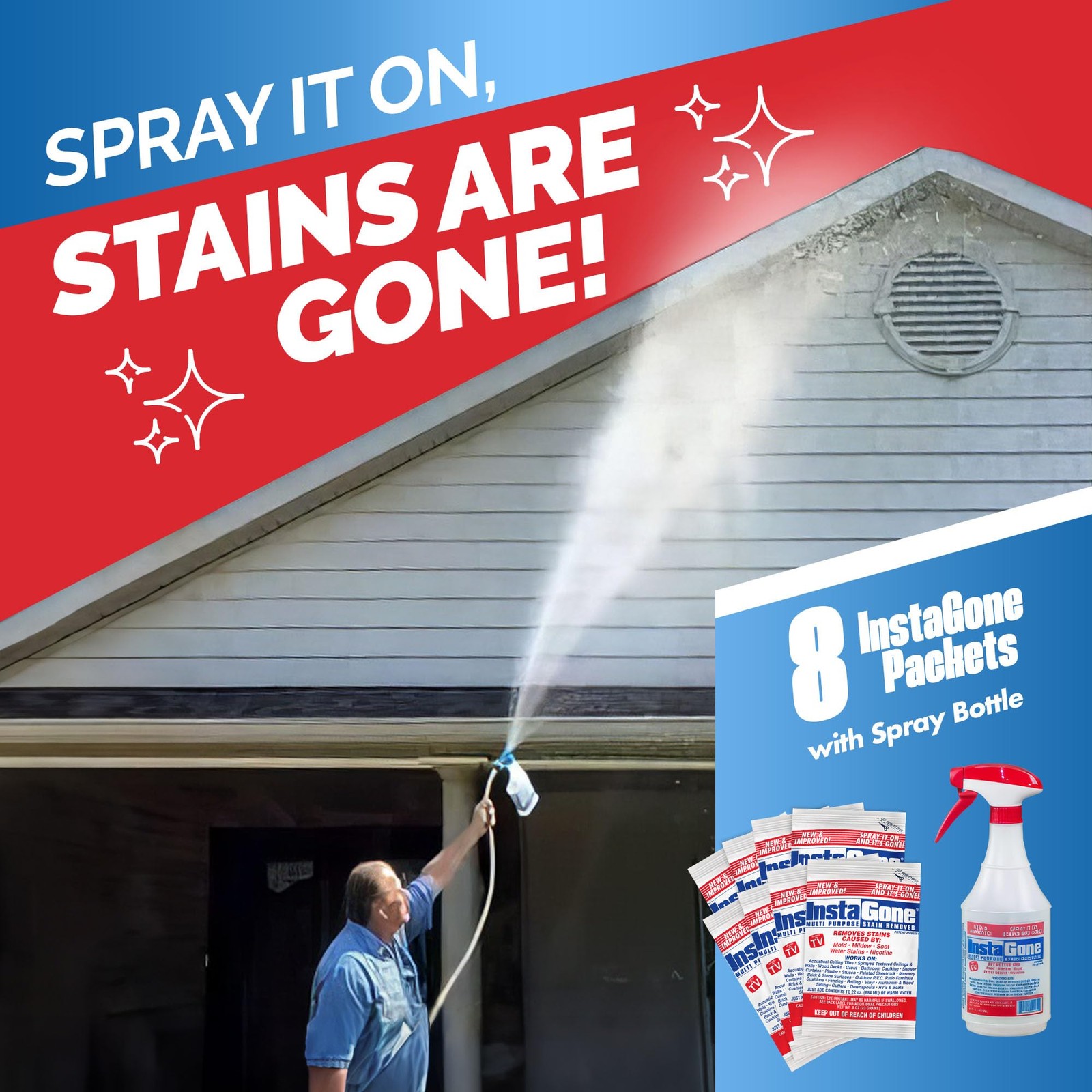Stain Remover 8 Refill Pack 24oz Spray Bottle Just Add Water Indoor Outdoor