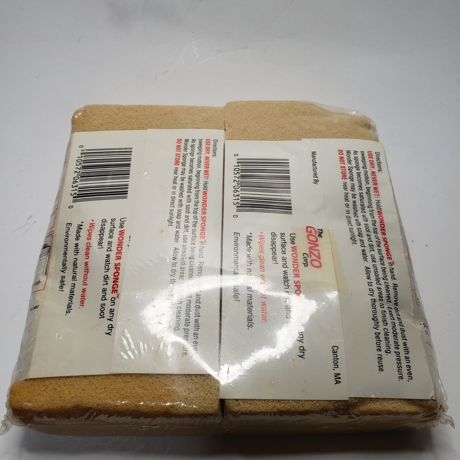 Pair The GONZO Wonder Sponge Waterless Original Sealed Packaging NEW Made In USA