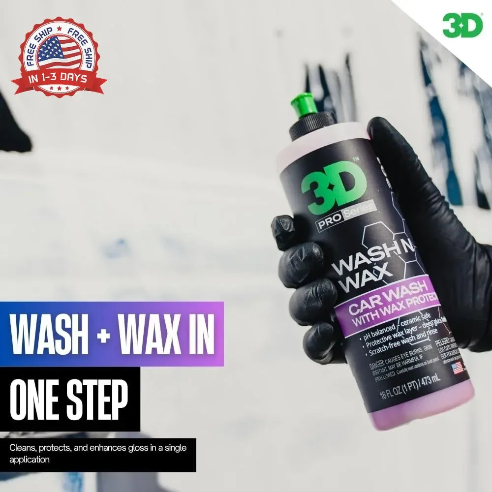 3D Wash N Wax Car Wash Soap – pH Balanced, Easy Rinse, Scratch Free Soap with Wa