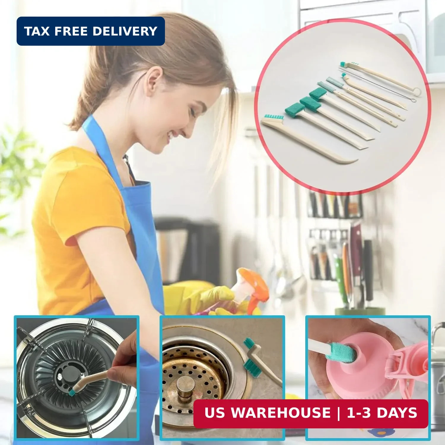 Small Household Cleaning Brushes by ELEMGULY,18 Pcs Crevice Brush for Hole, Gap,