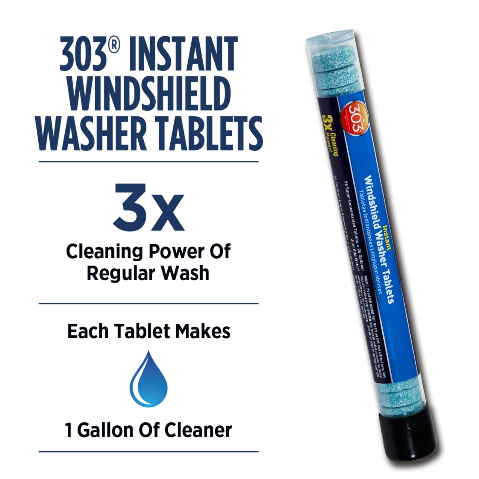 303 Instant Windshield Washer Tablets 25 Count Super Concentrated Cleaner Tabs