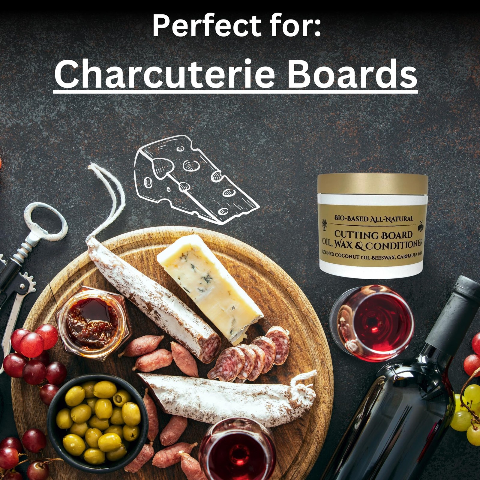 Cutting Board Oil 5oz Food-Grade Mineral Oil Alternative Beeswax Carnauba Wax