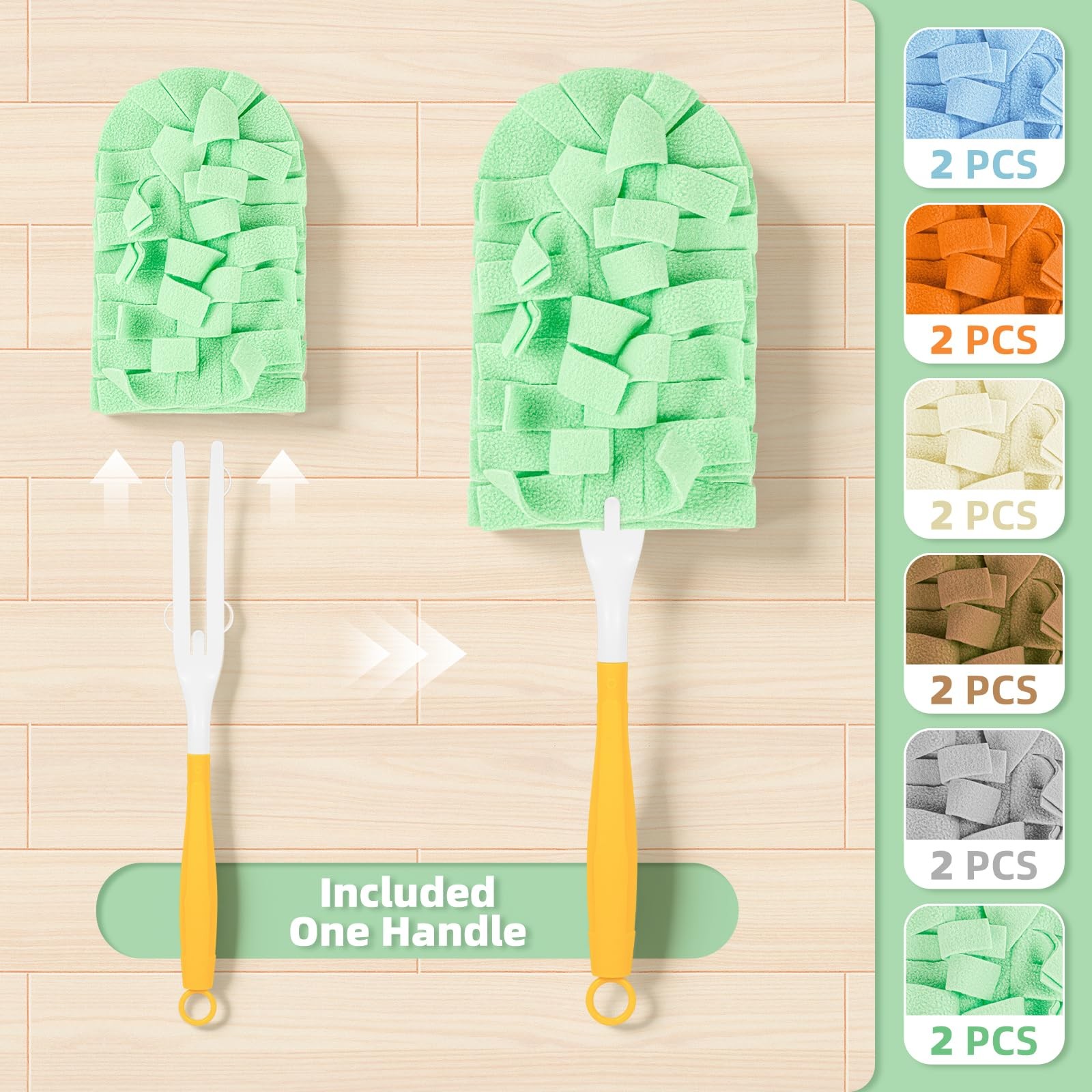 12 PCS Fleece Reusable Duster Refills with Swiffer Handle, Washable Heavy Dut…