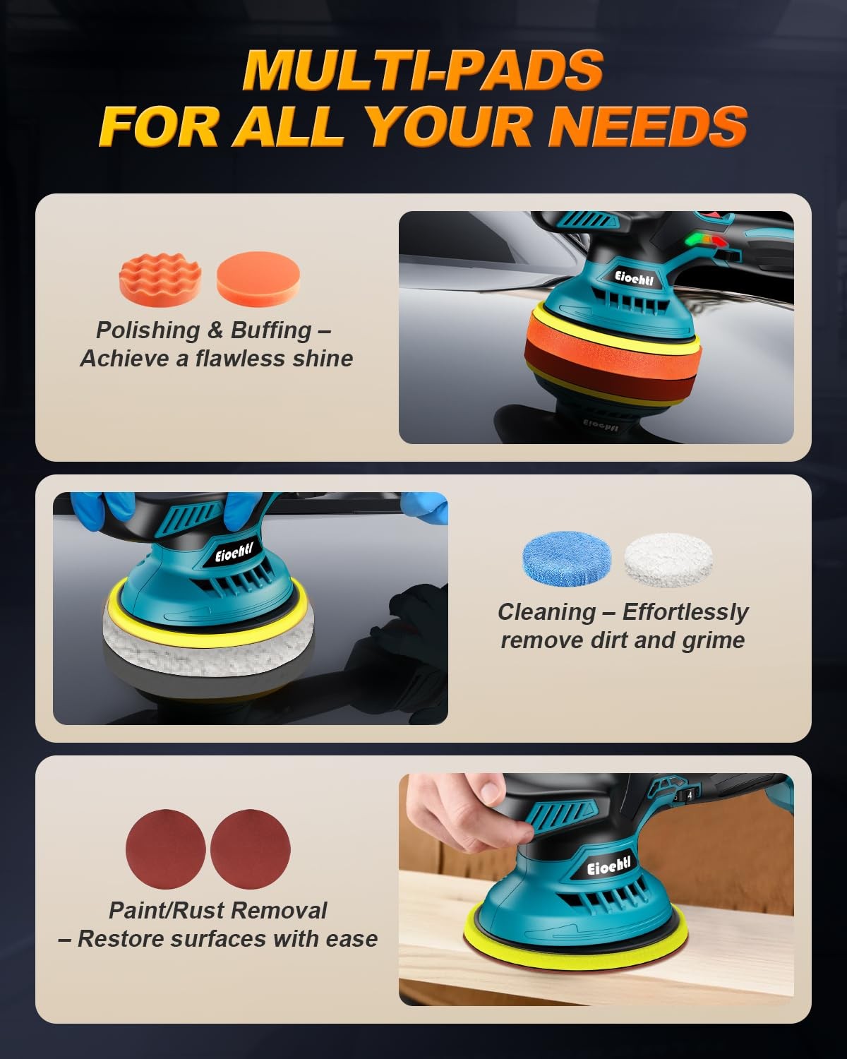 Cordless Car Buffer Polisher Kit, 6″ Dual Action Random Orbital Polisher, 6 V…