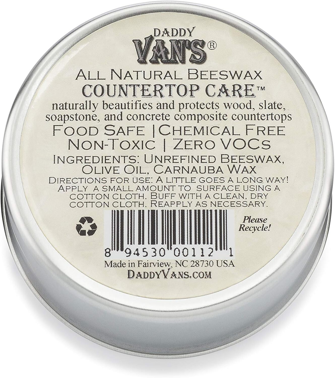 Daddy Van’s® All Natural Beeswax Countertop Care for Soapstone, Slate,