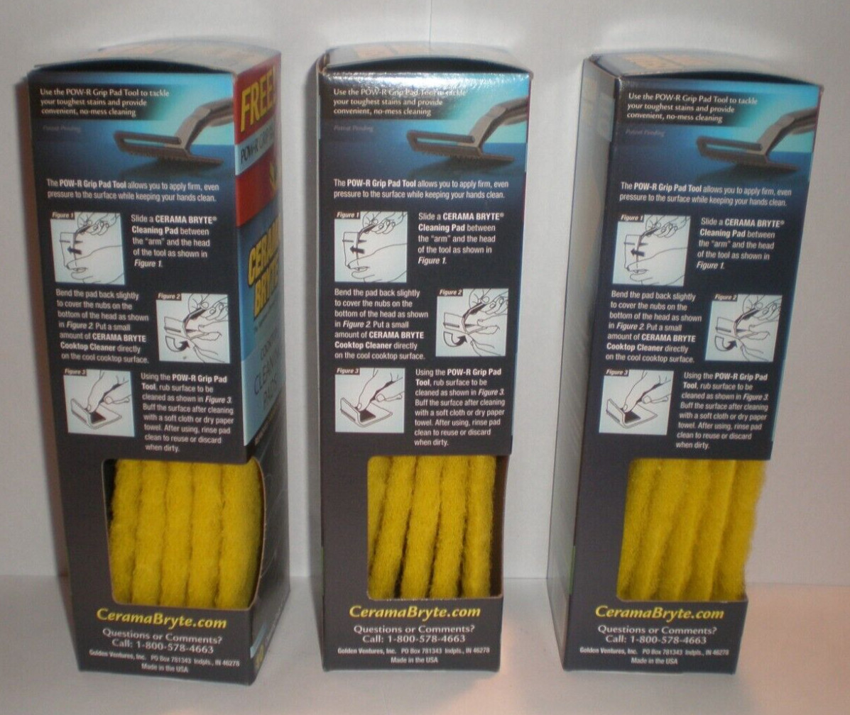CERAMA BRYTE COOKTOP CLEANING PADS 3 BOXES 10 IN EACH TOTAL OF 30