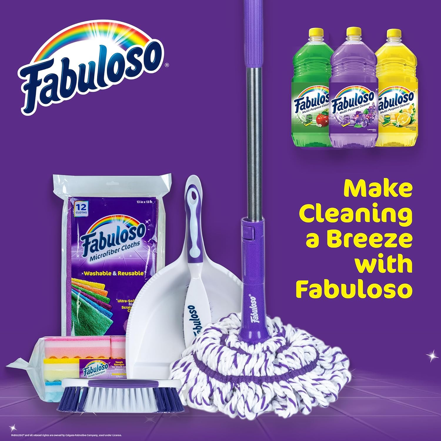 Fabuloso Cleaning Brush, Compact Hand Scrub Brush with Easy Grip Rubber Texture