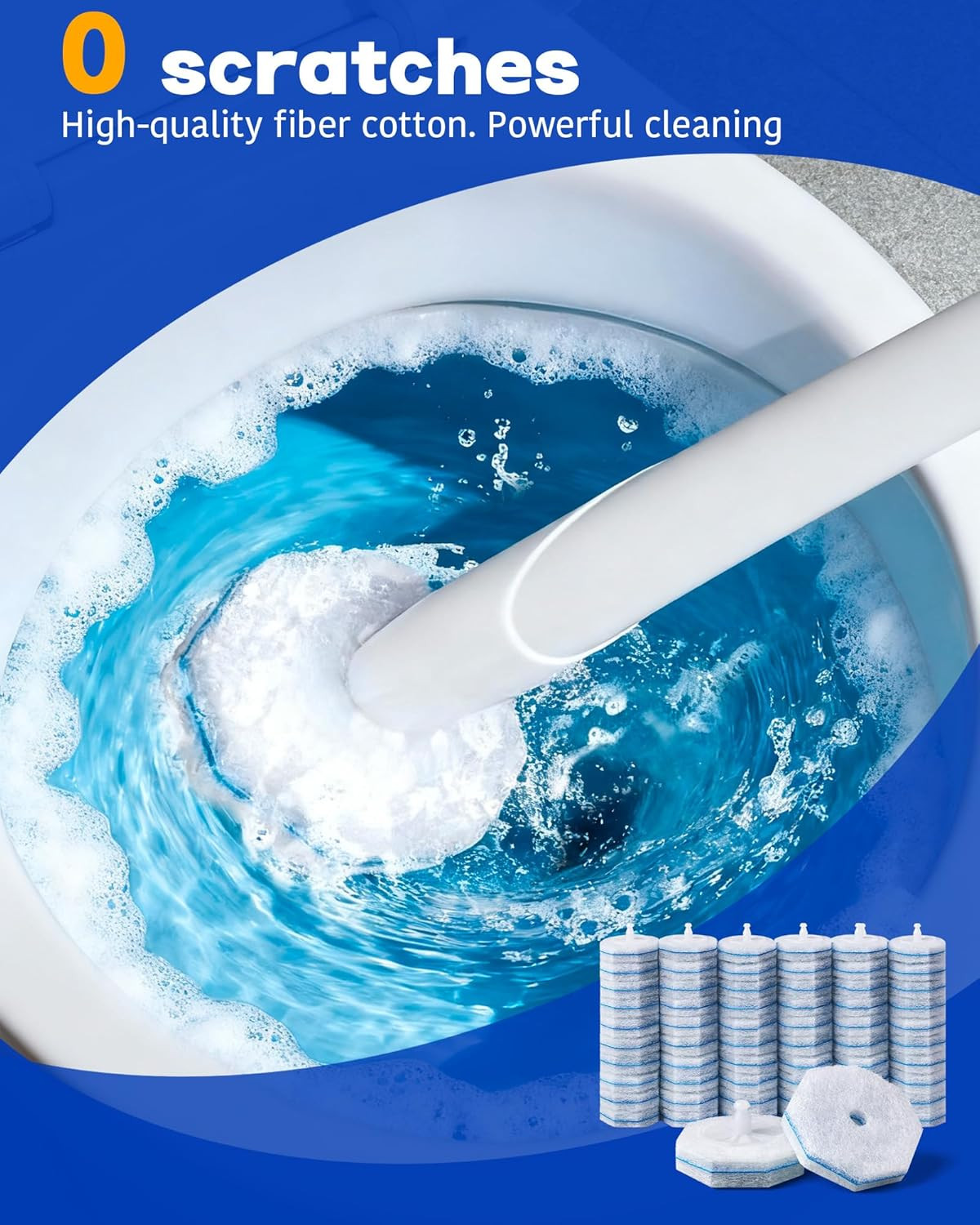 60 Pack Wand Refills Compatible with Clorox Toilet Brushes, Instant Foam Cleanin