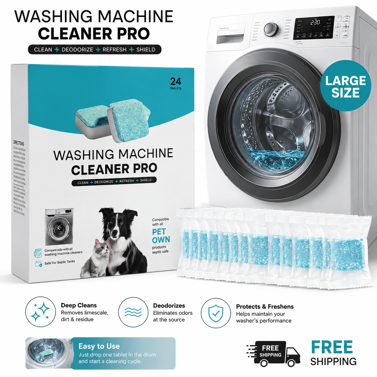 Uproot Clean Washing Machine Cleaner Tablets – 24 Pack for a 12 Month Supply. Fo