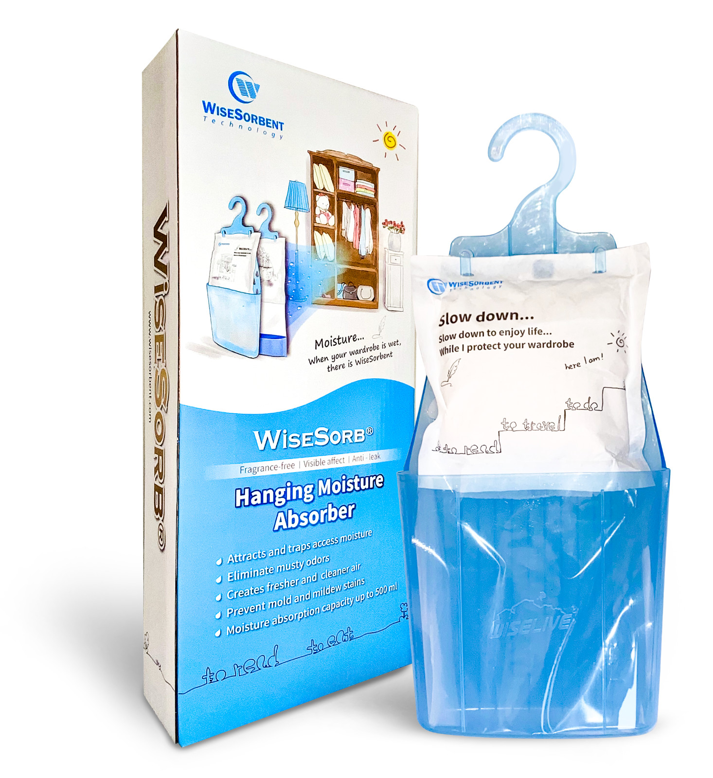 Moisture Absorber Hanging Bags Hanging Closet Dehumidifier Bags-Pack of 20 Pack