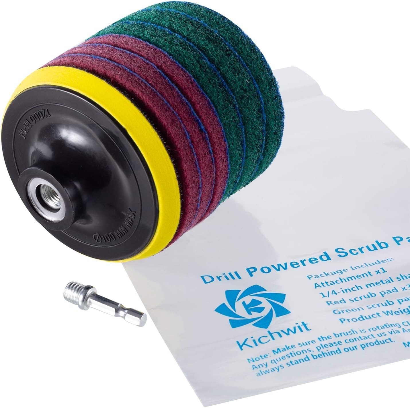 4 Inch Drill Power Brush Tile Scrubber Scouring Pads Cleaning Kit, Includes A…