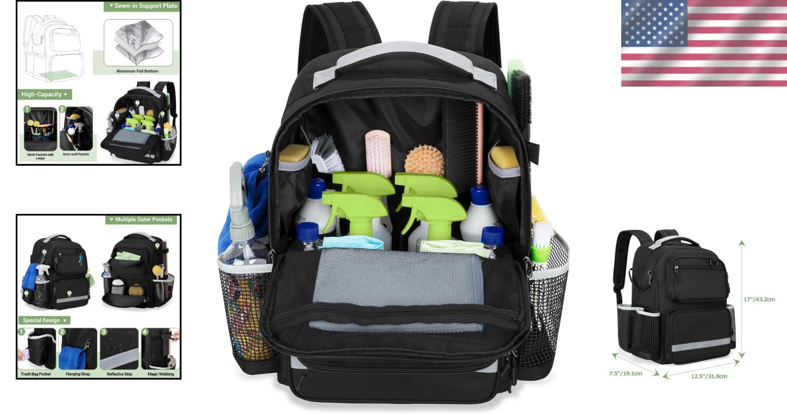 Deluxe Waterproof Cleaning Backpack with Multiple Pockets for Organizing Tools