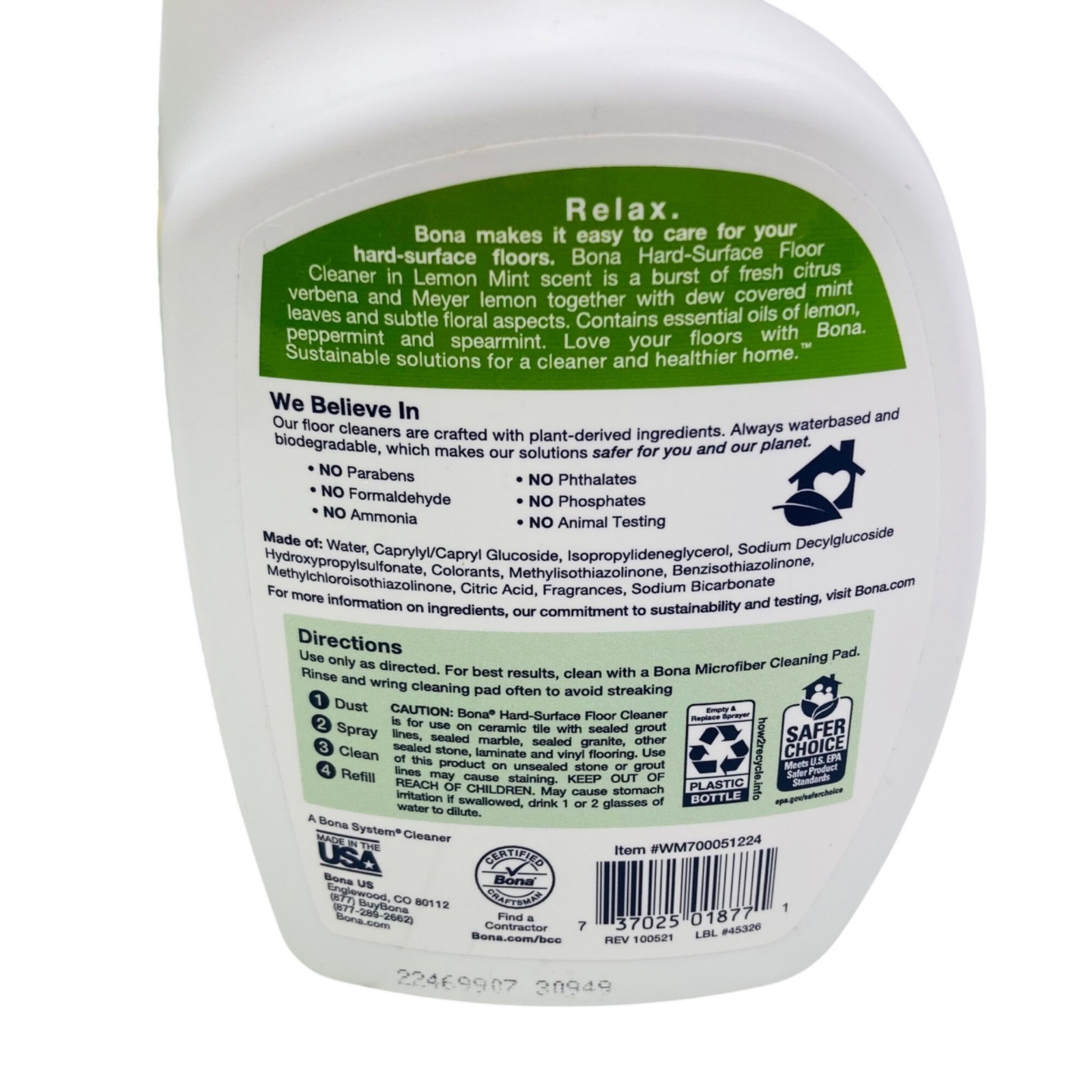 Bona Hard-Surface Floor Cleaner Lemon Mint 32 Fl Oz Spray Bottle – 2 pack