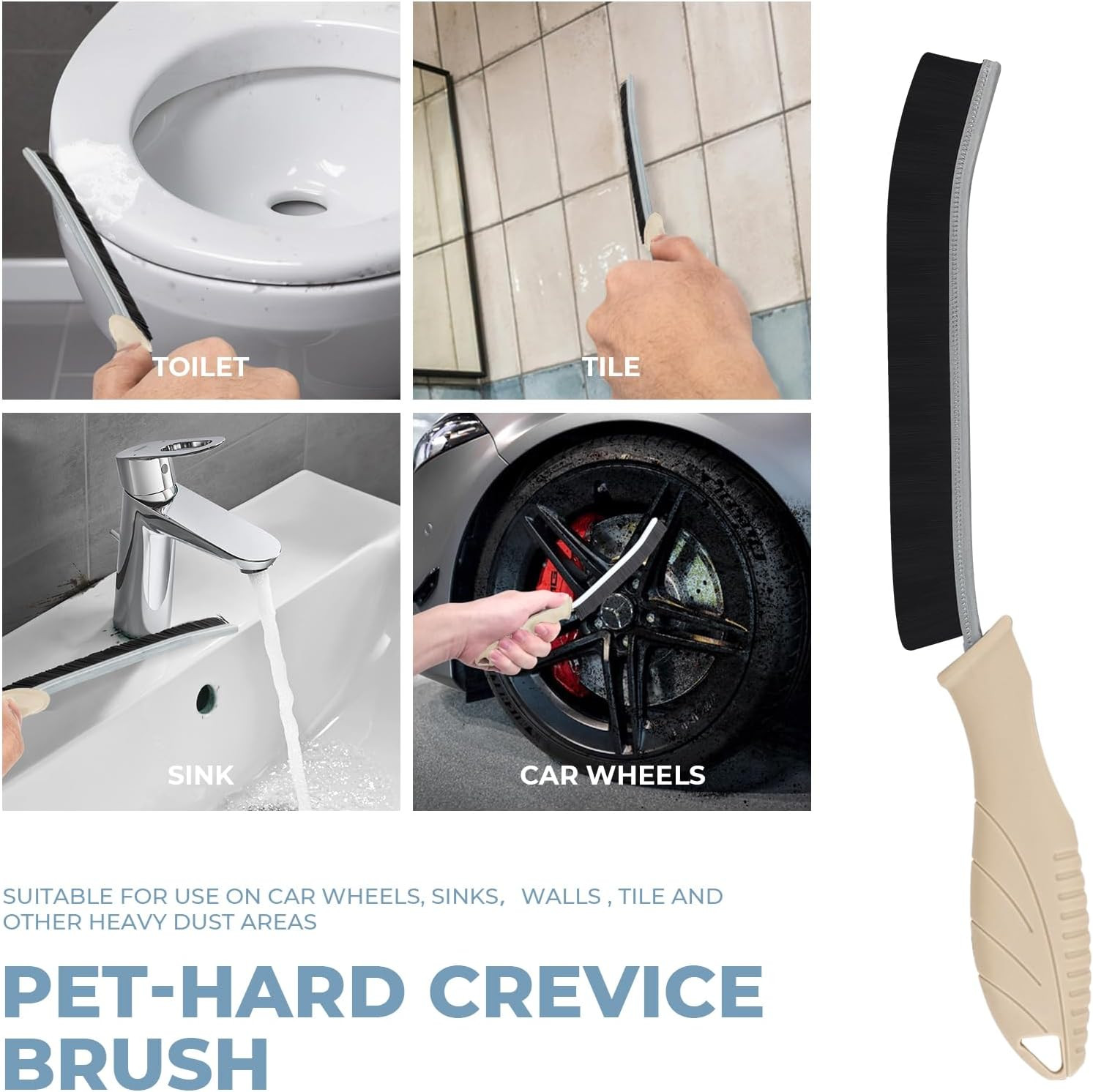 3Pcs Cleaning Brush – Includes Soft Bristle, Hard Crevice, Multifunctional Grout