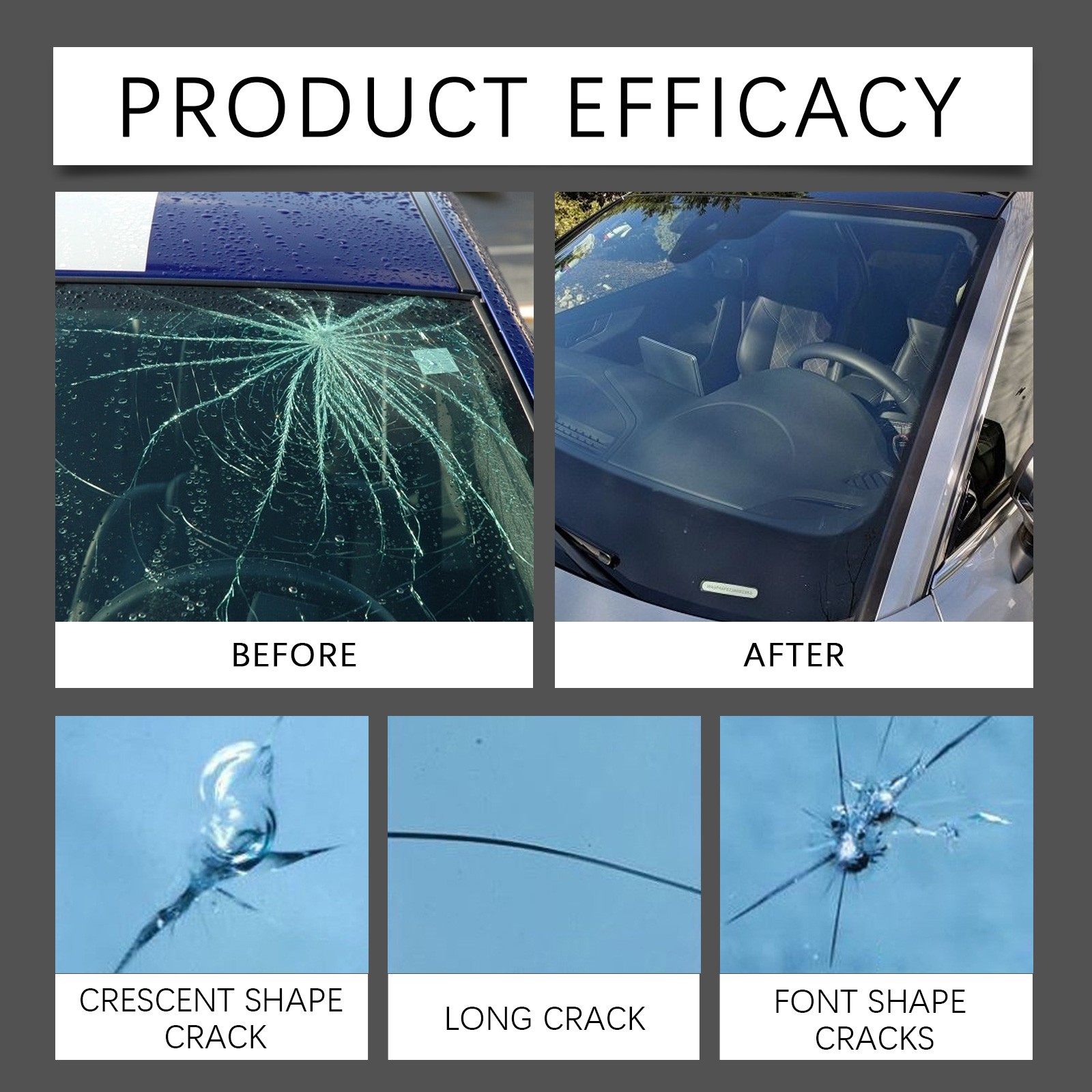 Automotive Glass Repair Kit Fluid Fix Car Windshield Resin Chip Crack Tool