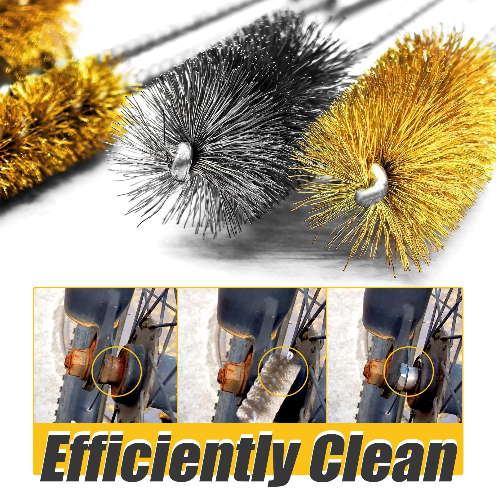 8 Pc Bore Brush Set Stainless Steel Brass 1/4 Hex Shank Drill Cleaning