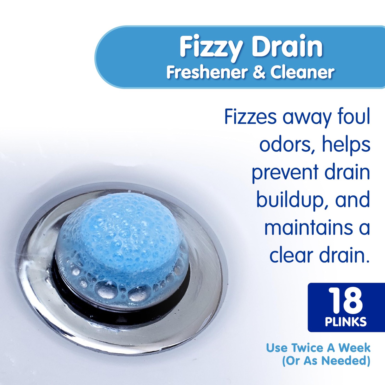 Fizzy Drain Freshener and Cleaner, Prevents Clog Buildup and Removes Sink Odo…