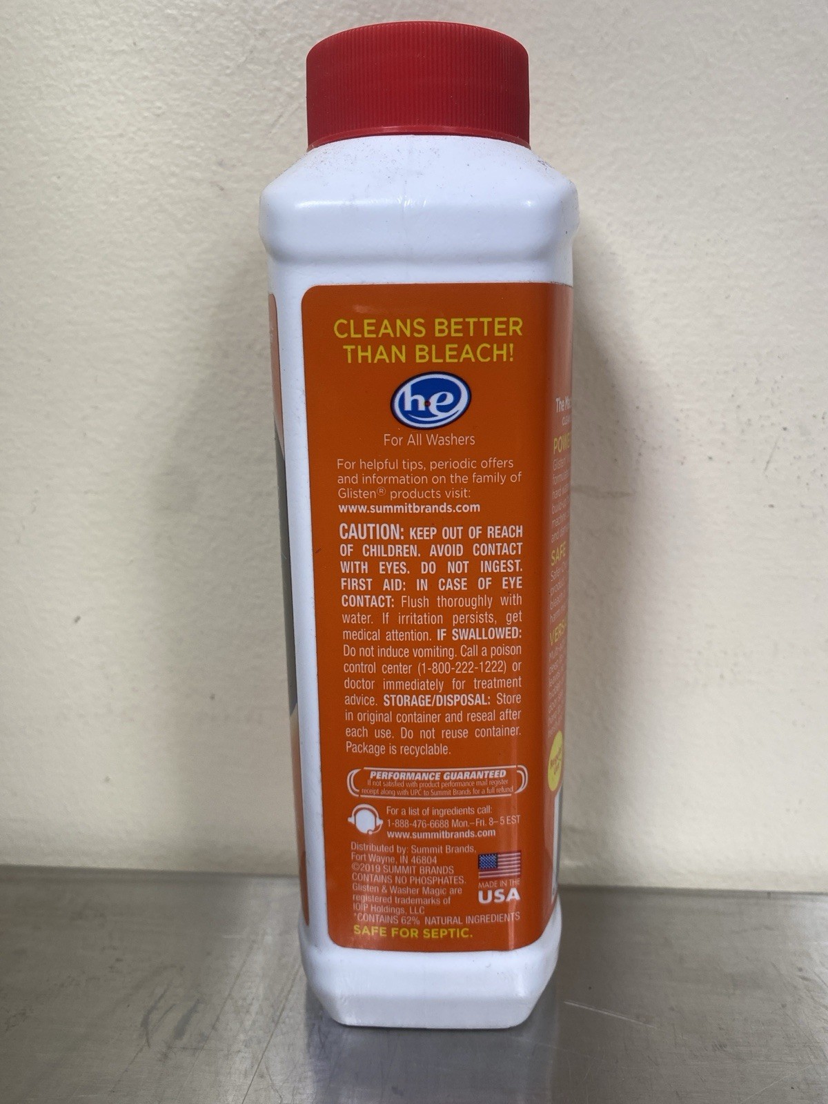 Free Shipping! Glisten Washer Machine Cleaner, Remove Odors and Buildup, 12oz