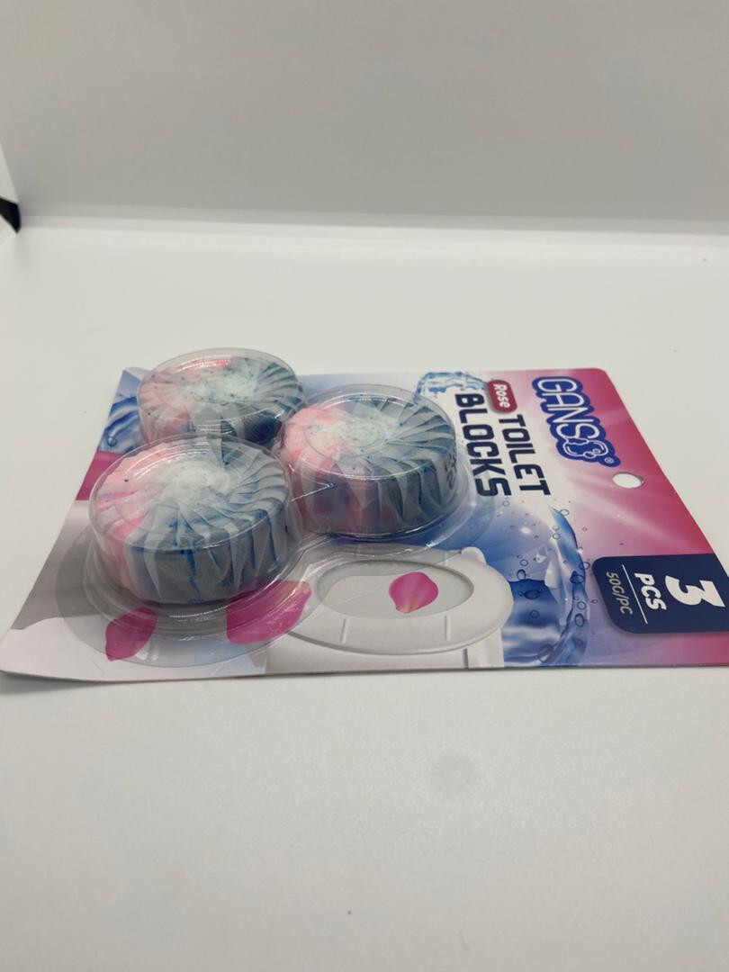 GANSO Rose Scent Toilet Bowl Cleaner Blocks – 3 Pack, Long-Lasting Freshness,