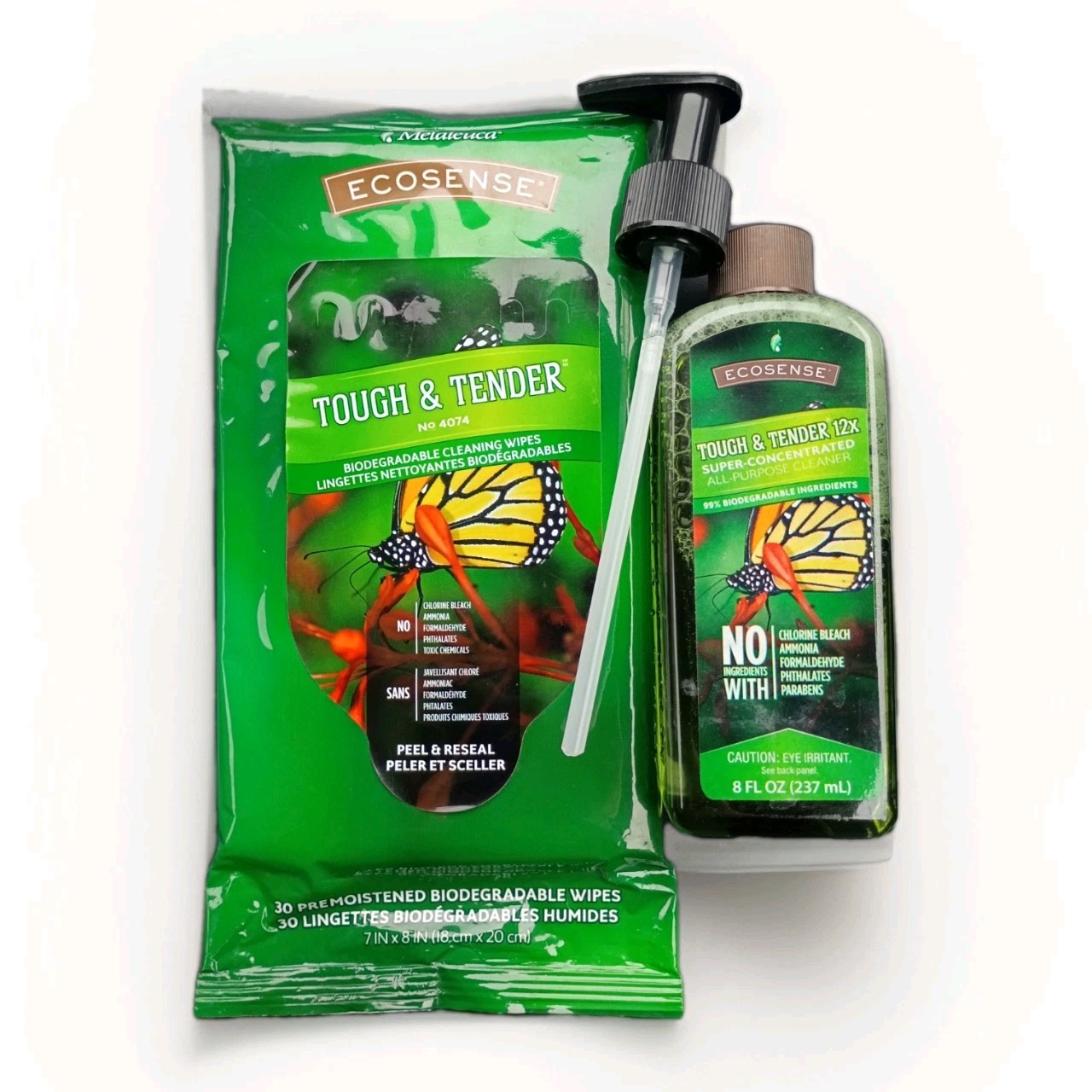 Melaleuca Ecosense Tough Tender All Purpose Cleaner 12x Concentrate 8 oz & Wipes