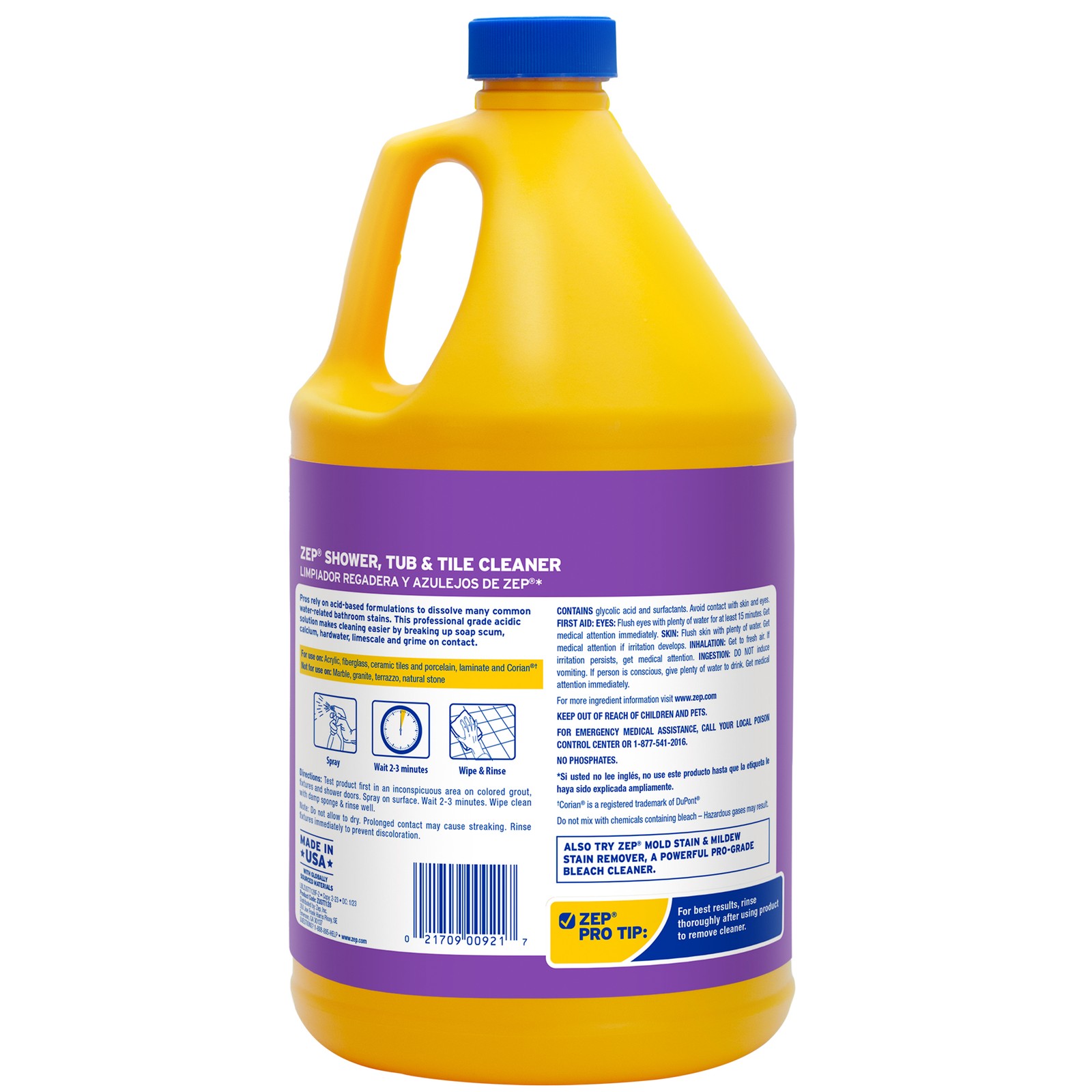 Zep Shower, Tub and Tile Cleaner – 1 Gallon (Case of 4) ZUSTT128 – No Scrub Pro