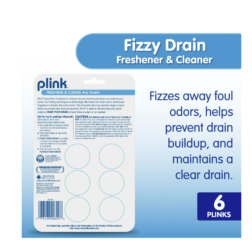 Fizzy Drain Cleaner Tablets Lemon Scent Sink Drain Freshener 6 Uses