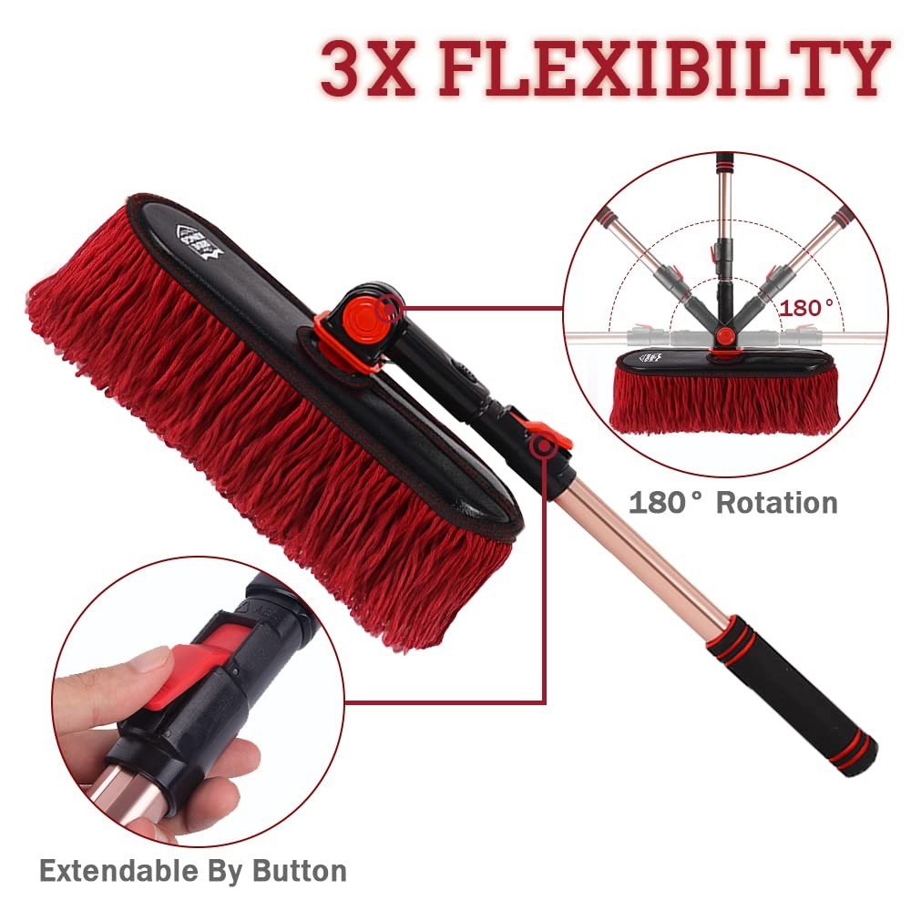 Car Duster Exterior Scratch Free, Extendable Handle, Detail Brush Kit for Veh…