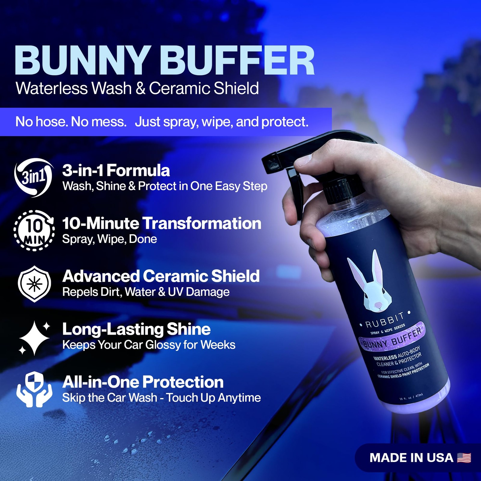 Bunny Buffer Bundle, Waterless SiO2 Ceramic Car Wash & Protect Kit with Auto …
