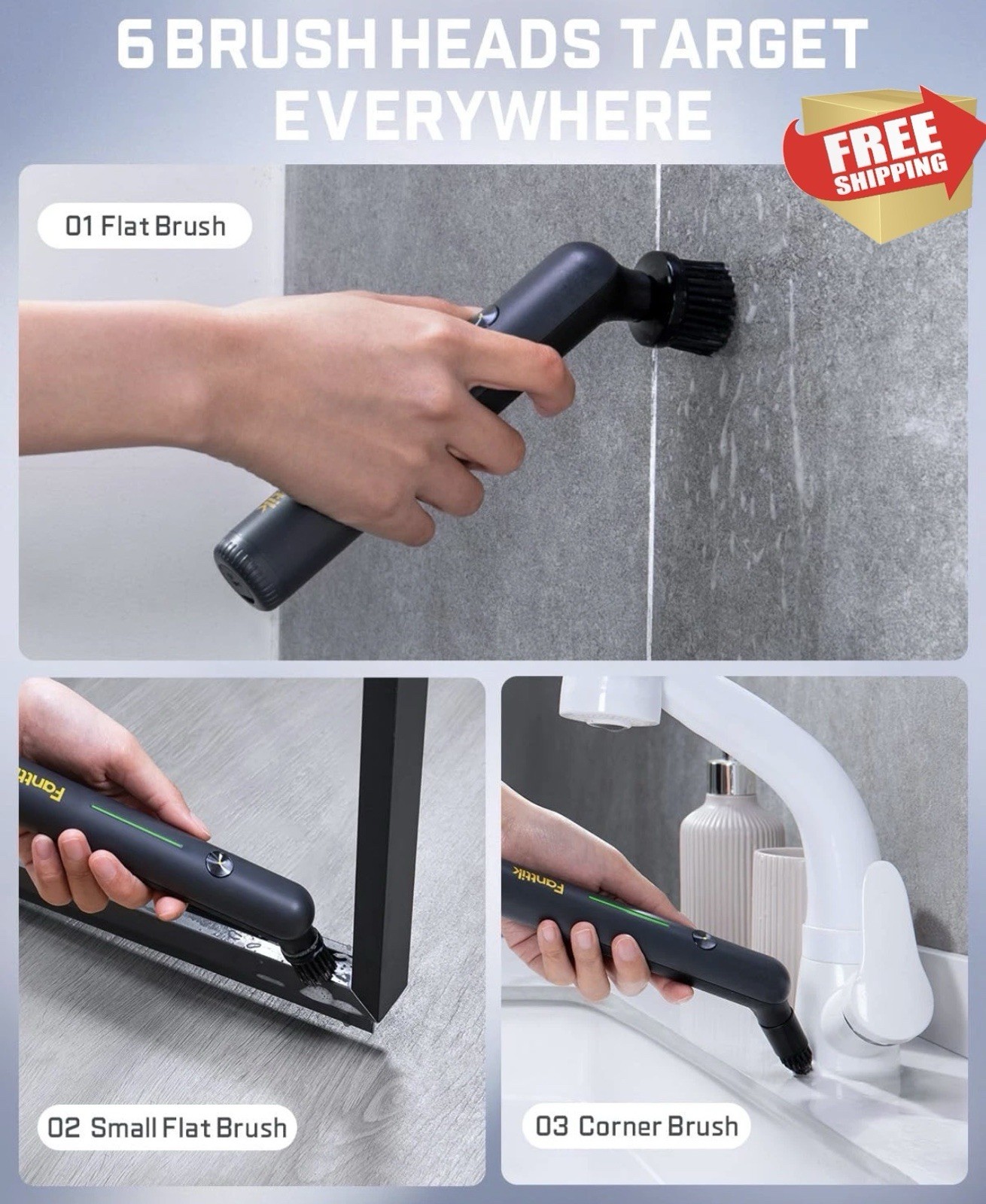 Fanttik G9 Nano Electric Spin Scrubber, Cordless Power Grout Brush, Type-C Fast