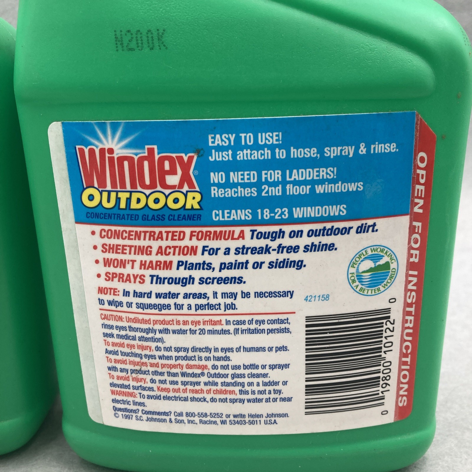 2 Windex Outdoor Concentrated Glass Cleaner 32 fl oz (64 oz total) NOS 1997 USA