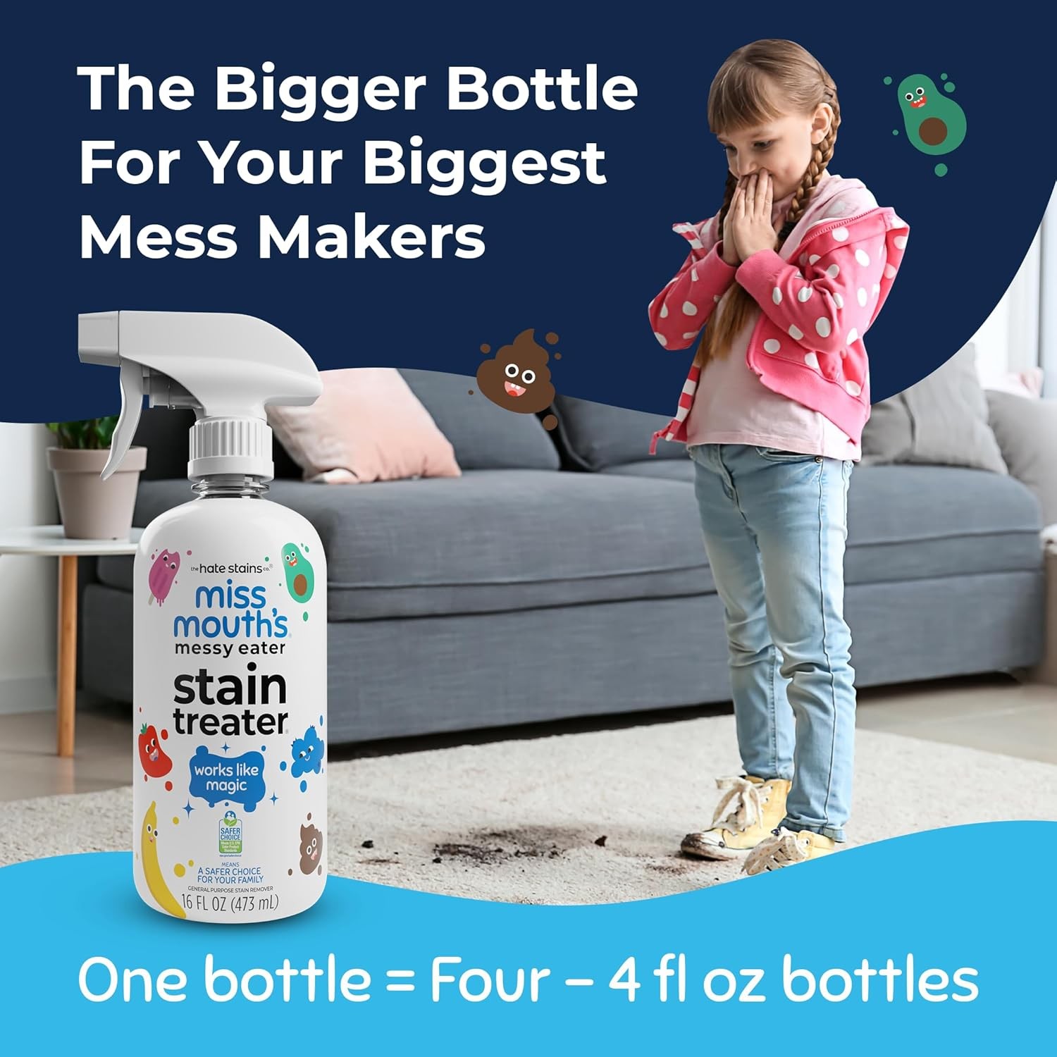 Miss Mouth Baby Stain Remover Spray 16oz Grease Food Laundry Cleaner