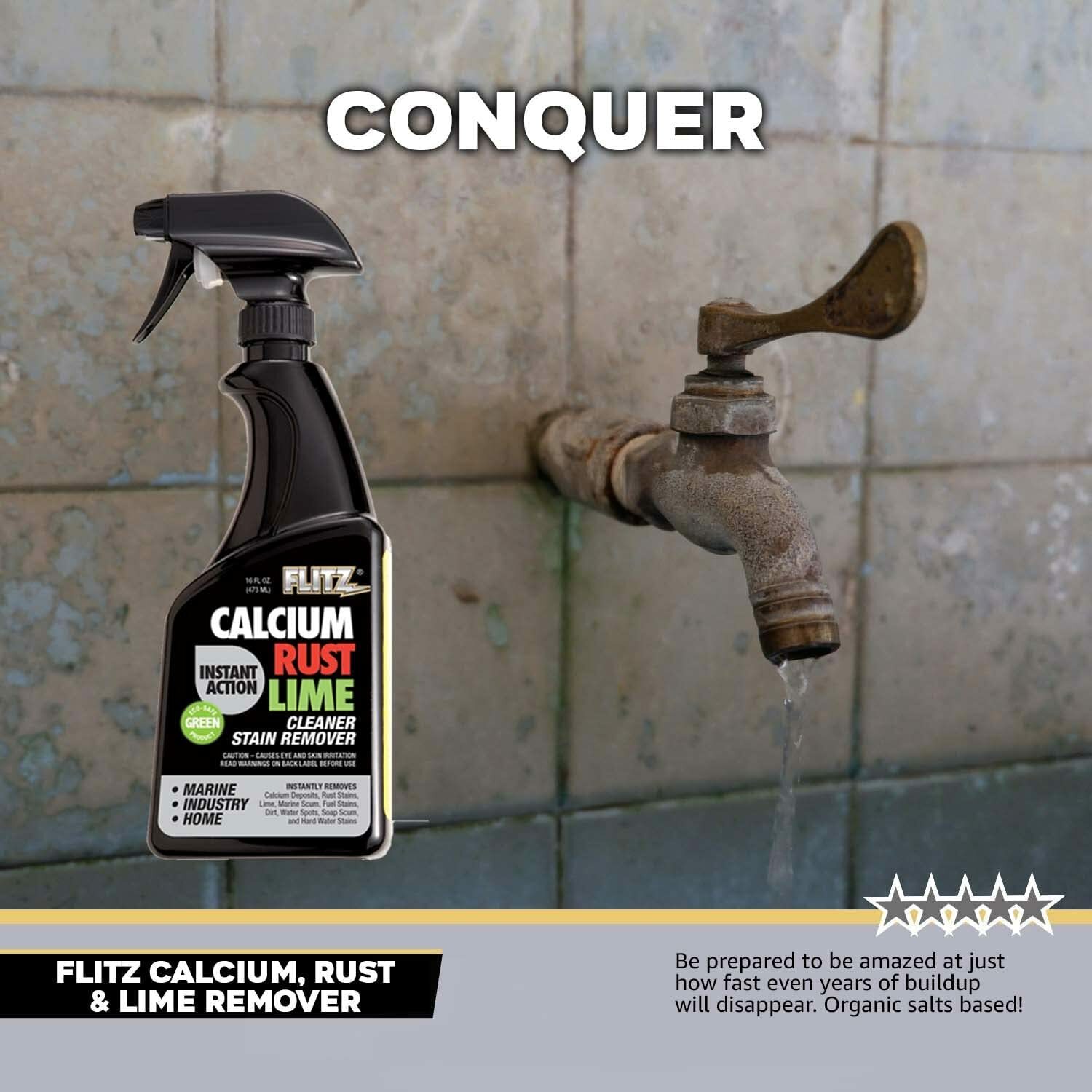 FLITZ Instant Calcium Lime and Rust Remover 16oz/473ml CR 01606 (SEE VIDEO)