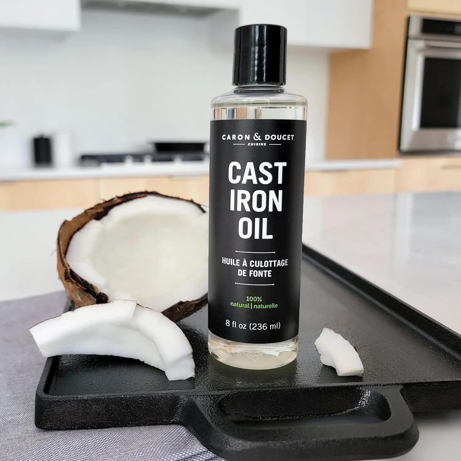 CARON & DOUCET – Cast Iron Cleaning & Conditioning Set: Seasoning Oil & Cleaning