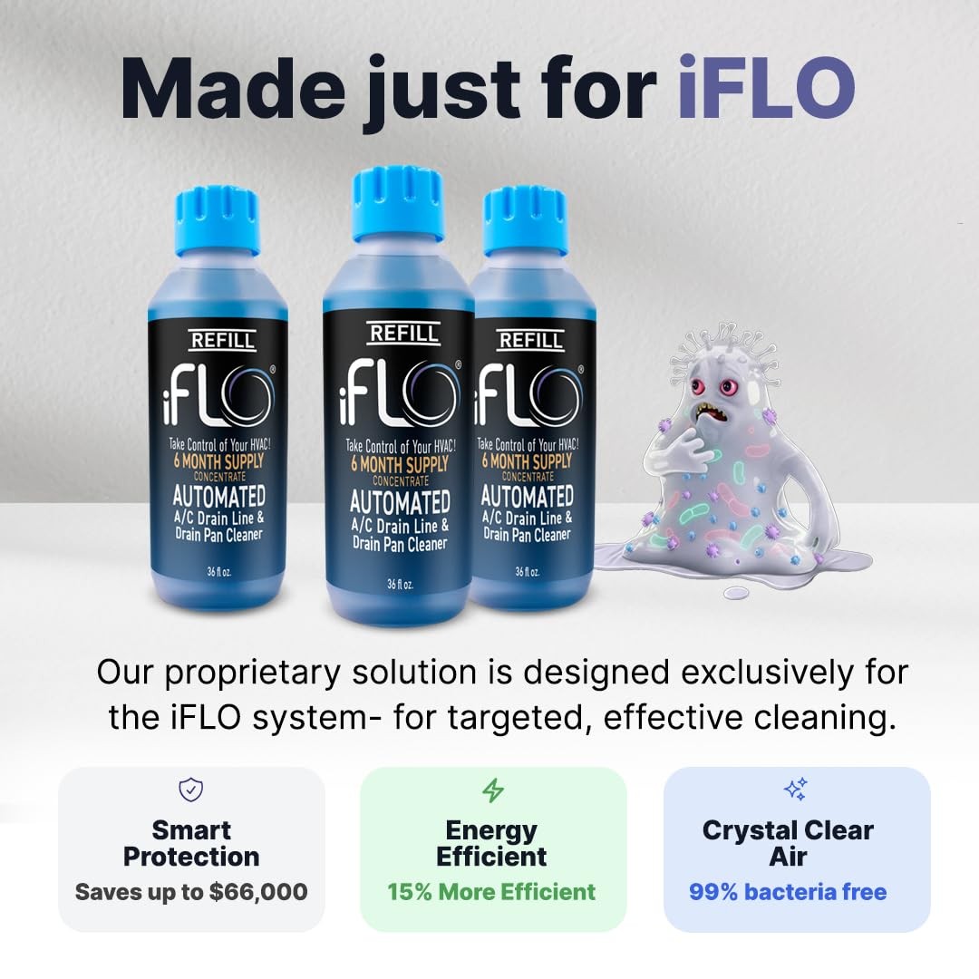 iFLO® Smart Automated A/C Drain Line Cleaner Cartridge, 6 Month Supply, Inclu…