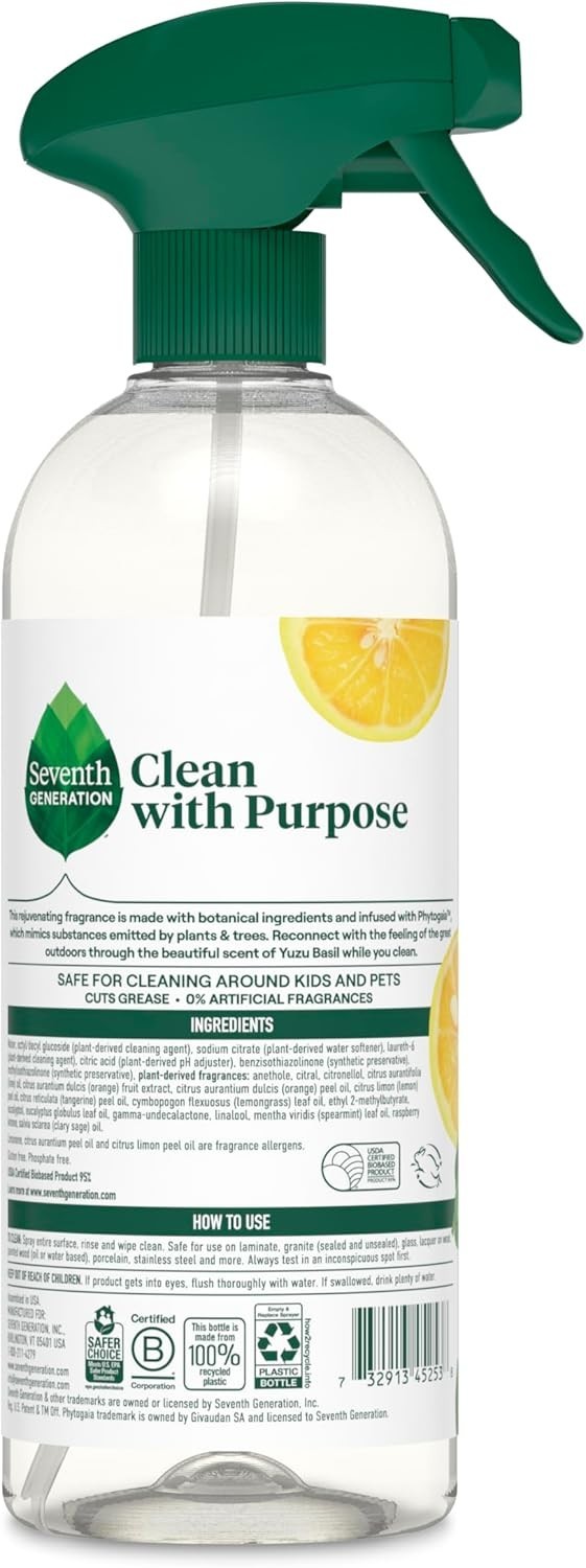Eco-Friendly Seventh Generation Yuzu Basil All-Purpose Cleaner, 92 fl oz Total