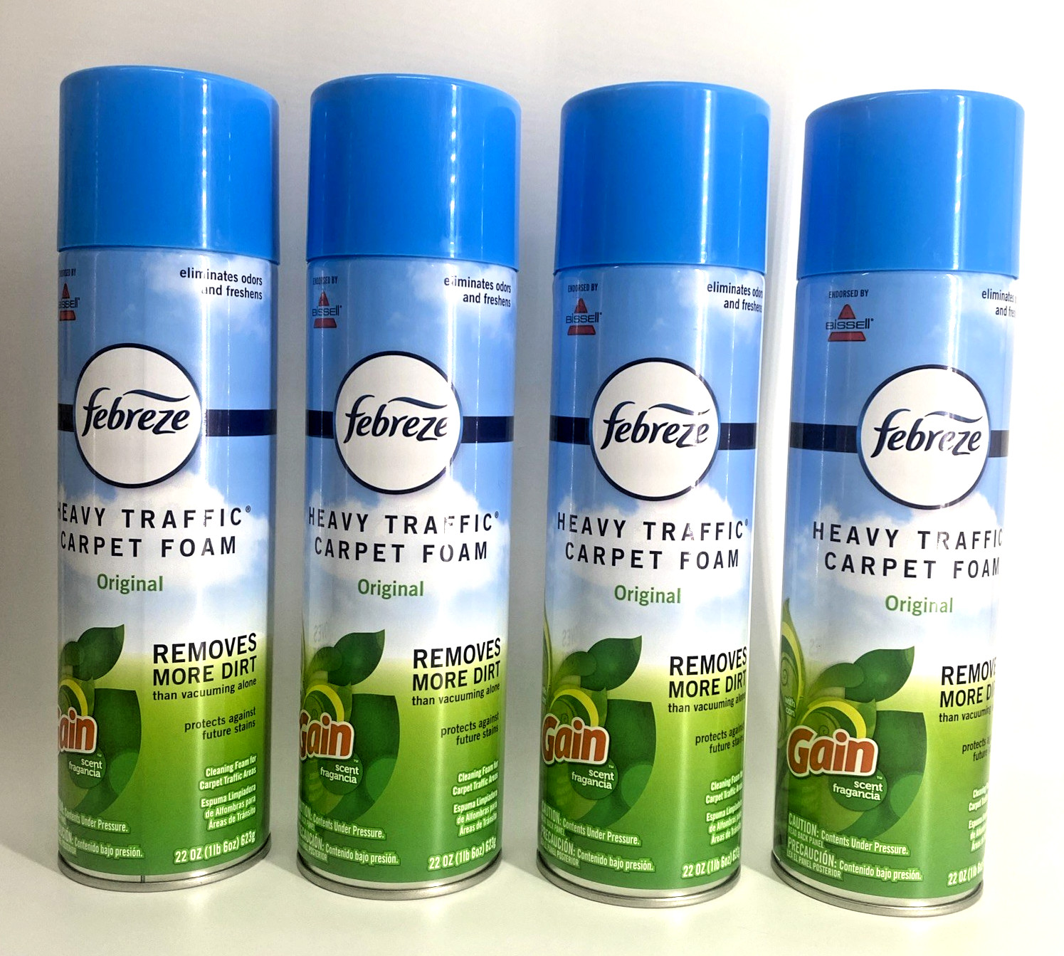 Febreze Heavy Traffic Carpet Cleaner Foam Gain Scent 22oz Bissell LOT Of 4