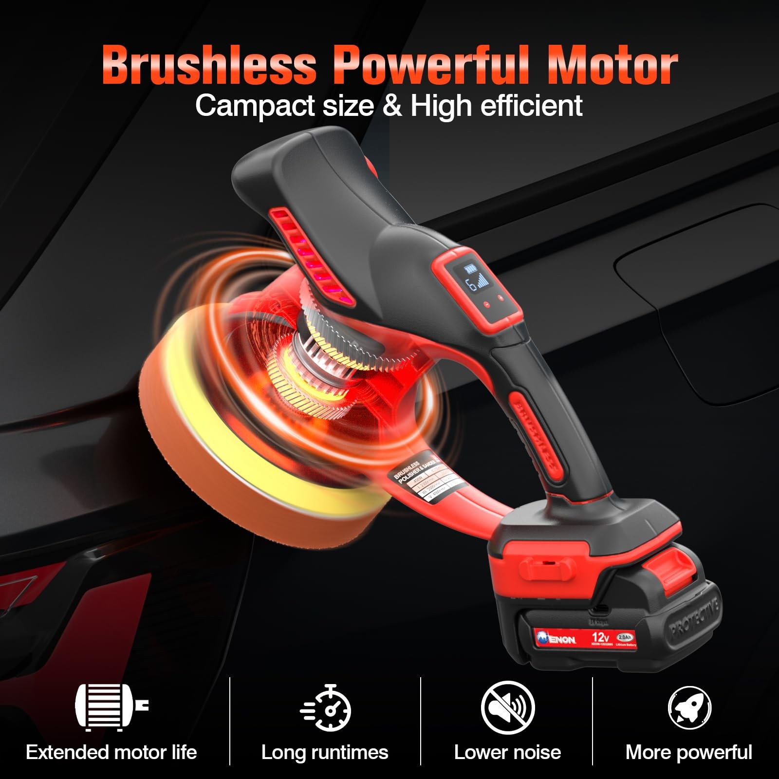 Cordless Car Buffer Polisher Kit（2X 2000mAh 12V Batteries&34 PCS Attachments）…