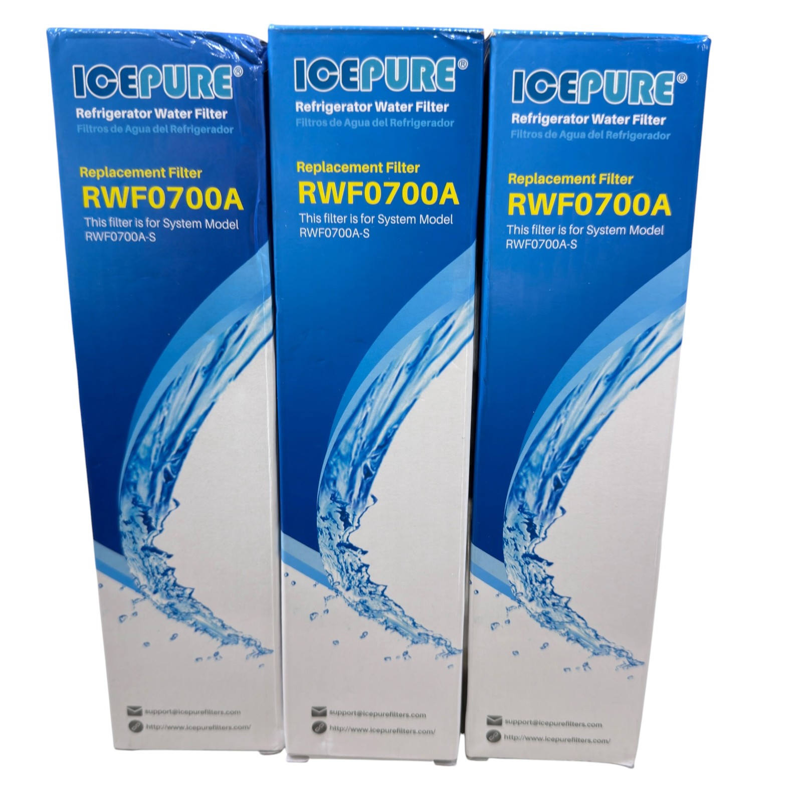 3-Pack ICEPURE RWF0700A Refrigerator Water Filter Replacement NSF Certified