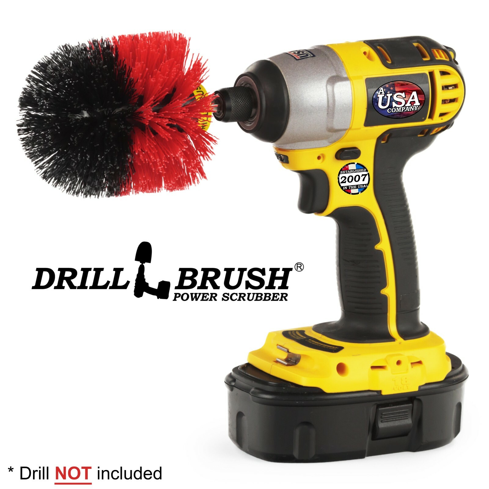 Original Drillbrush Power Scrubber Heavy Duty Stiff Bristle Nylon Scrub Brush