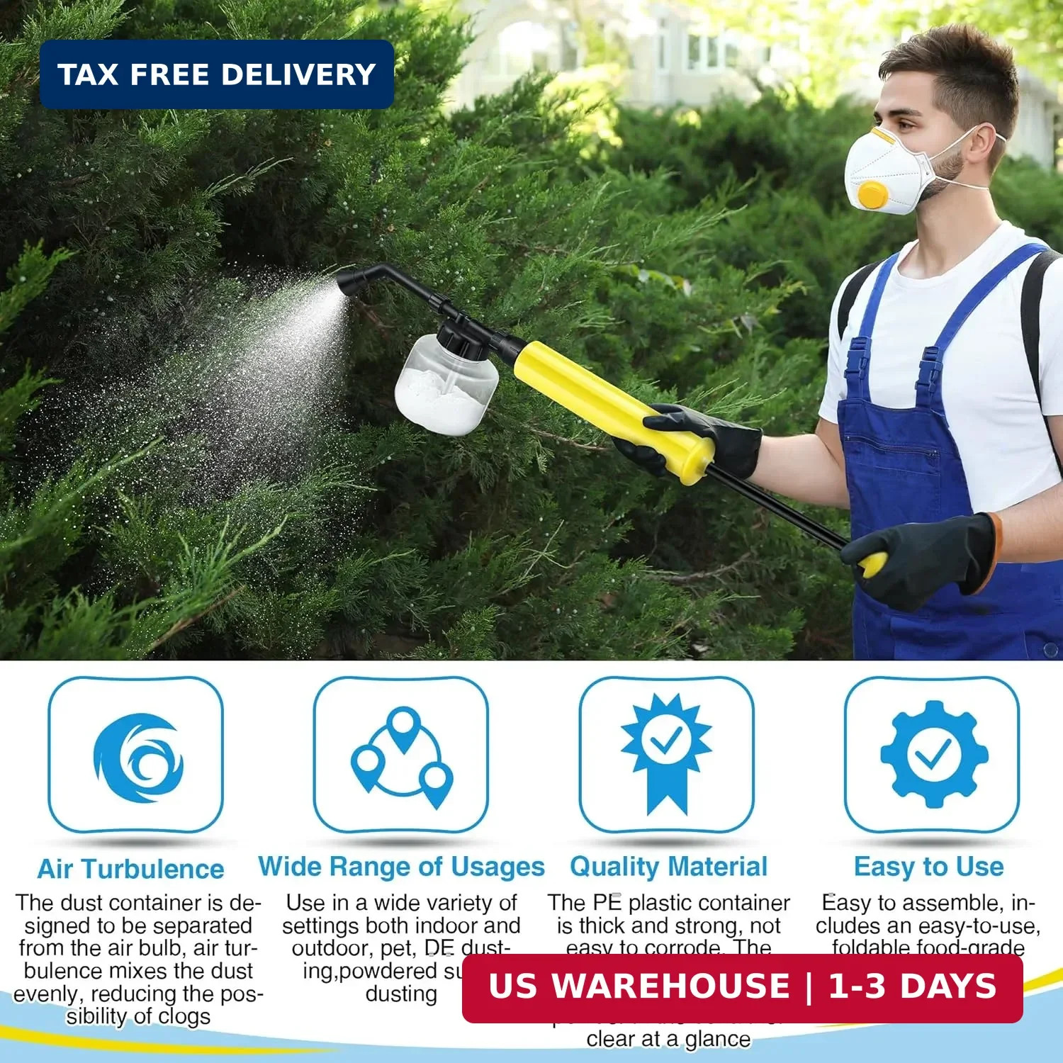 Qualirey Diatomaceous Earth Duster, 250ml Garden Powder Applicator Dispenser, Bu