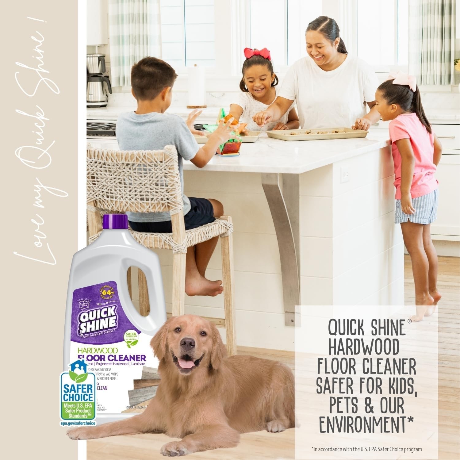 64oz Hardwood Floor Cleaner – Plant-Based, Streak-Free, No Rinse – Safe for Kids