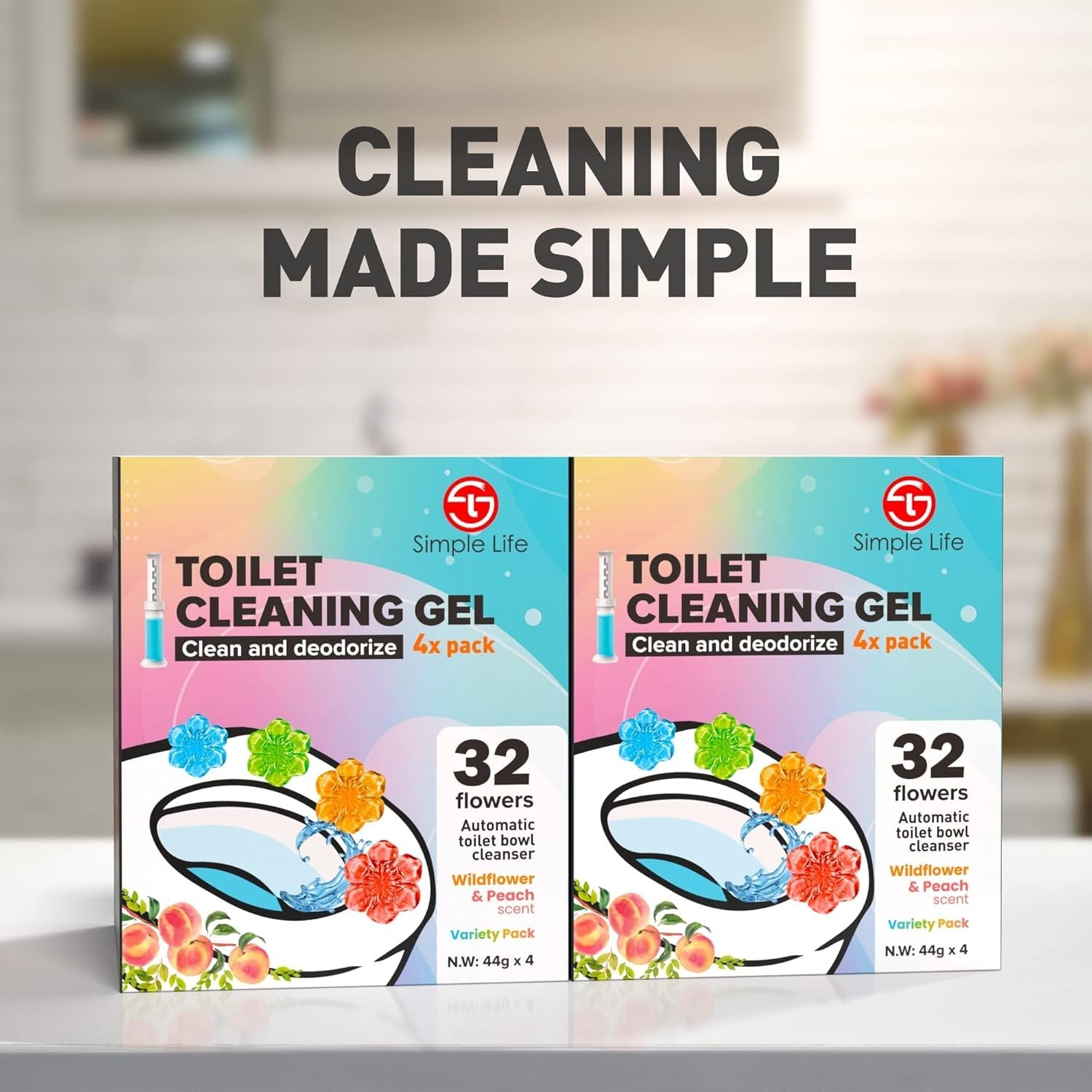 64 Count Toilet Gel Stamps – Fresh Flower & Peach Bellini Scented Deodorizer