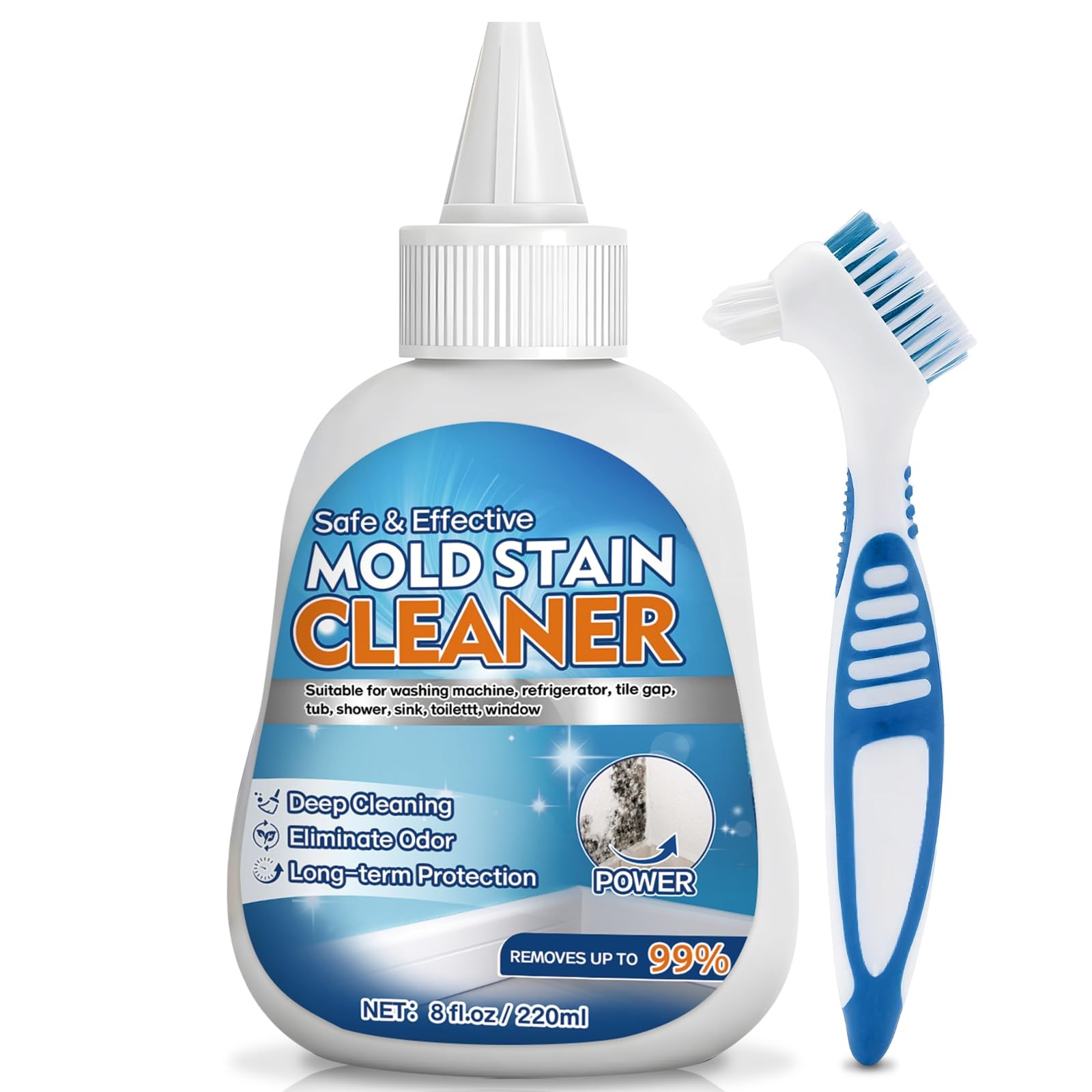Mold Stain Cleaner Gel, 8 FL oz Heavy-Duty Household Cleaner for Washing Mach…
