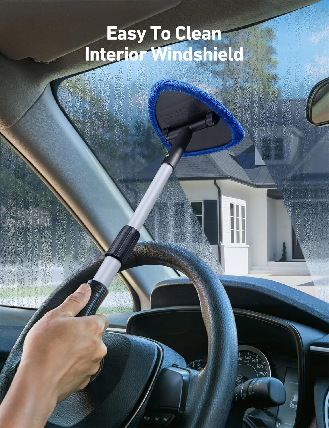 AstroAI Windshield Cleaner Tool with Extendable Handle for Car Interior Cleaning
